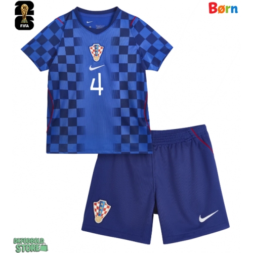 Kroatien Josko Gvardiol #4 Replika Babytøj Udebanesæt Børn VM 2026 Kortærmet (+ Korte bukser)